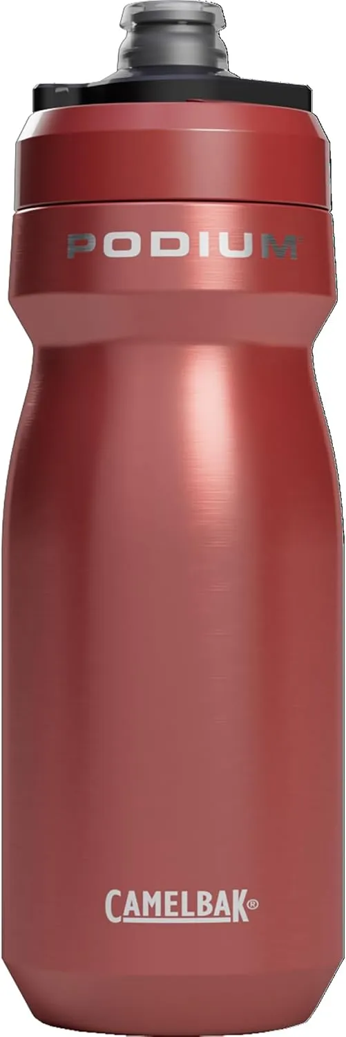 CamelBak Podium Steel Insulated Stainless Steel Bike Water Bottle – for Cycling, Fitness & Sports- Fits Most Bike Cages, 18oz - Sierra Red