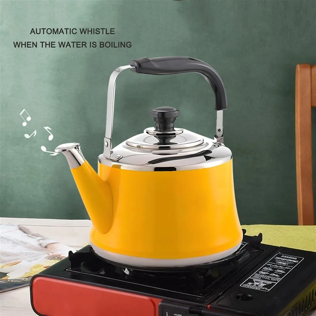 Camping Coffee & Tea Pot with infuser, 304 Stainless Steel Tea Kettle for Stove Top, with Heat-Resistant Handle