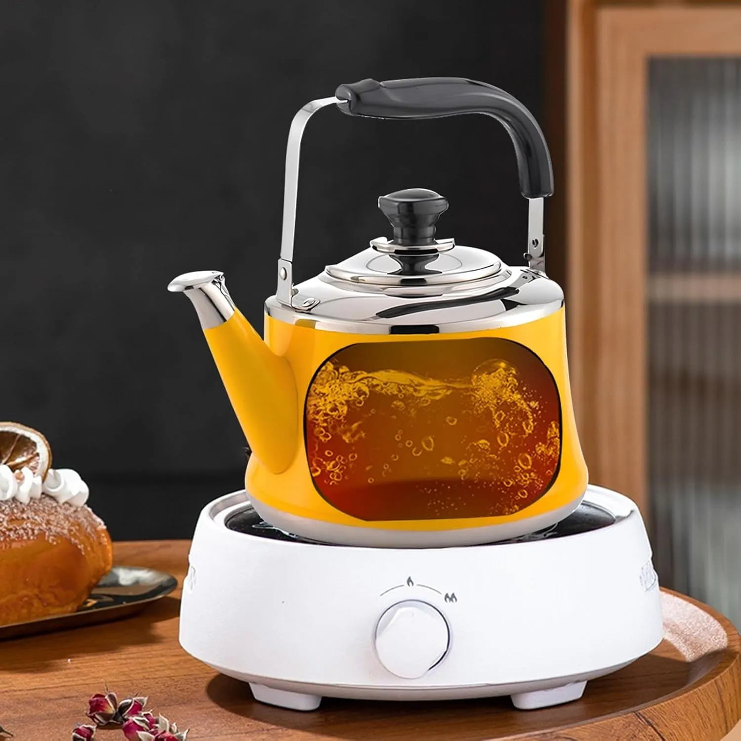 Camping Coffee & Tea Pot with infuser, 304 Stainless Steel Tea Kettle for Stove Top, with Heat-Resistant Handle
