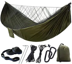 Camping Hammock Mosquito Net Portable Nylon Hammock Rain Fly Tree Hiking Camping Travel B, Dark Green