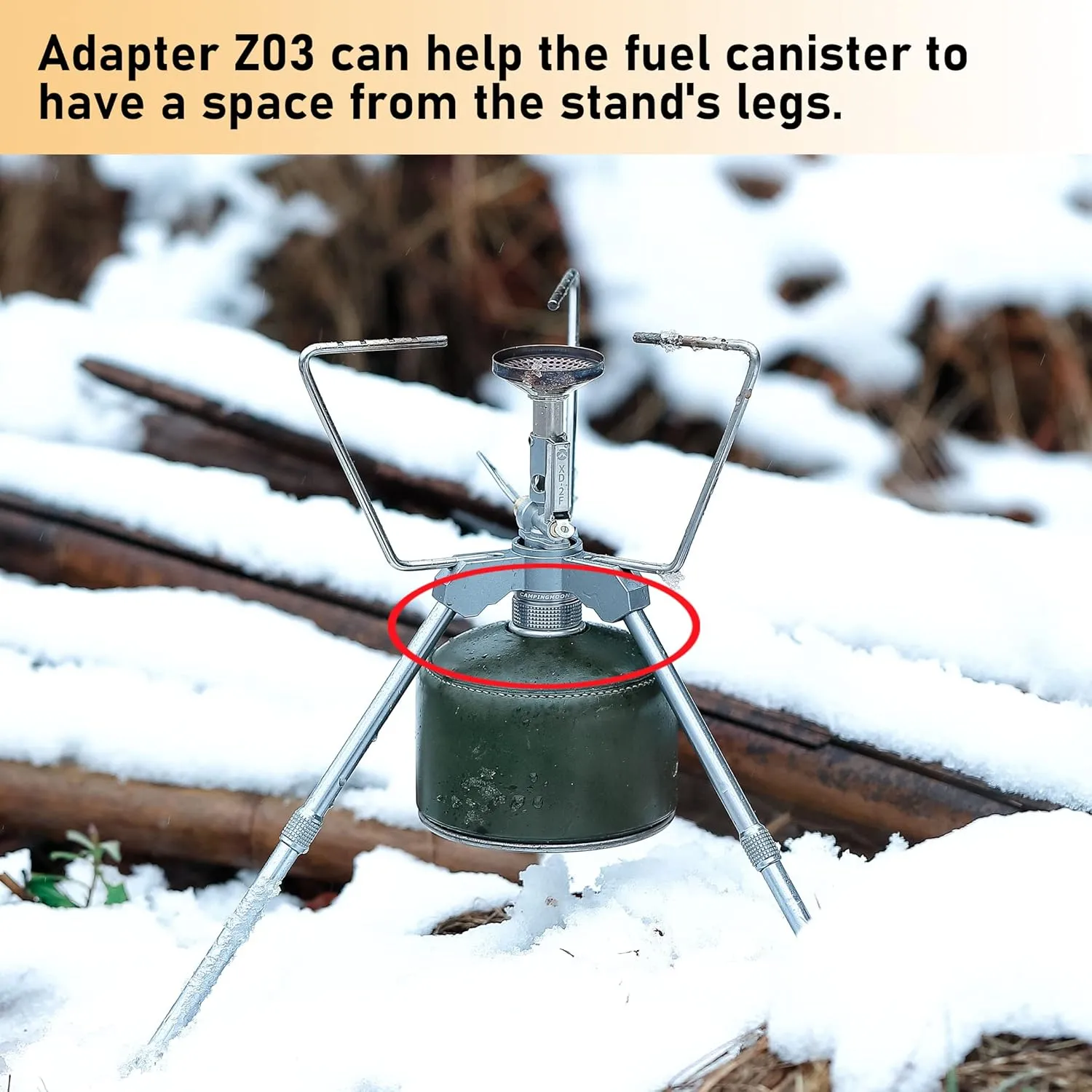 CAMPINGMOON Smart Backpacking Stove Stand with Upper Support Trivet Z01 (High stand with spacer adapter Z01 Z03)