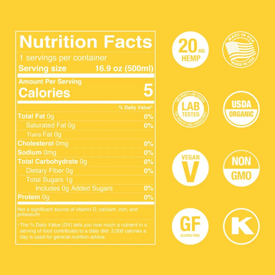 Cann-Ade® Flavored Zen Lemon, Infused Drinks - Gluten Free - Vegan - Adaptogenic & Healthiest Water to drink. Calm and Hydrate. Glass Bottled Water, 6 Eco-Friendly Glass Bottles - Lemon Adaptogen Drink Water - Cannade Calming Drink Beverage
