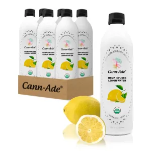 Cann-Ade® Flavored Zen Lemon, Infused Drinks - Gluten Free - Vegan - Adaptogenic & Healthiest Water to drink. Calm and Hydrate. Glass Bottled Water, 6 Eco-Friendly Glass Bottles - Lemon Adaptogen Drink Water - Cannade Calming Drink Beverage