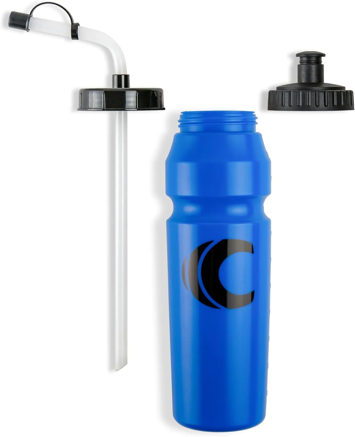 Cannon Sports 1 Liter Sports Water Bottle, BPA-Free, 34 Oz Capacity, Large Mouth, 2 lids (Straw and Squeeze), Great For Helmet Sports Such As Hockey, Lacrosse, Football, Boxing (2 Pack) (Royal Blue)