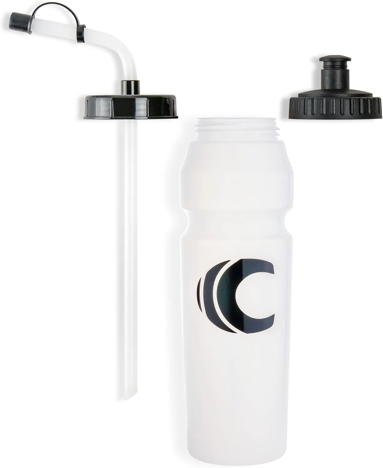 Cannon Sports 1 Liter Sports Water Bottle, BPA-Free, 34 Oz Capacity, Large Mouth, 2 lids (Straw and Squeeze), Great For Helmet Sports Such As Hockey, Lacrosse, Football, Boxing (6 Pack) (Clear)