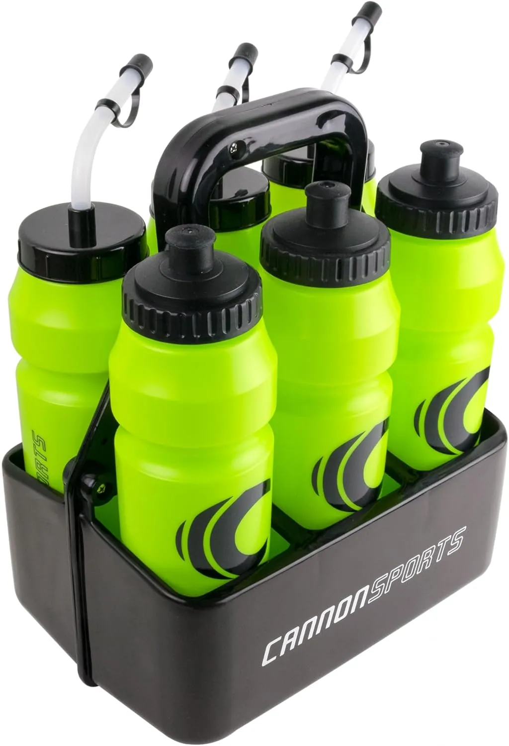 Cannon Sports 1 Liter Sports Water Bottle, BPA-Free, 34oz Capacity, Large Mouth, 2 lids (Straw & Squeeze) with Carrier, Great For Helmet Sports Such As Hockey, Lacrosse, Football, Boxing (Lime Green)