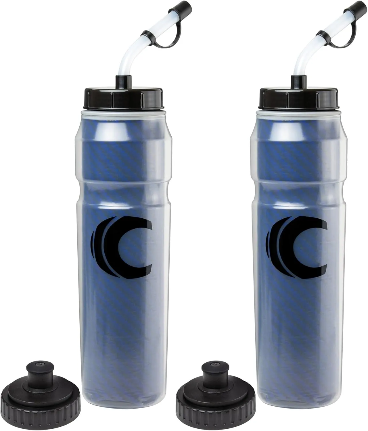 Cannon Sports 28oz Insulated Squeeze Water Bottle with Straw, Leak Proof Lids, 2 lids (Straw and Squeeze), Double Wall Insulation, Wide Mouth, BPA-Free (2 Pack) (Blue)