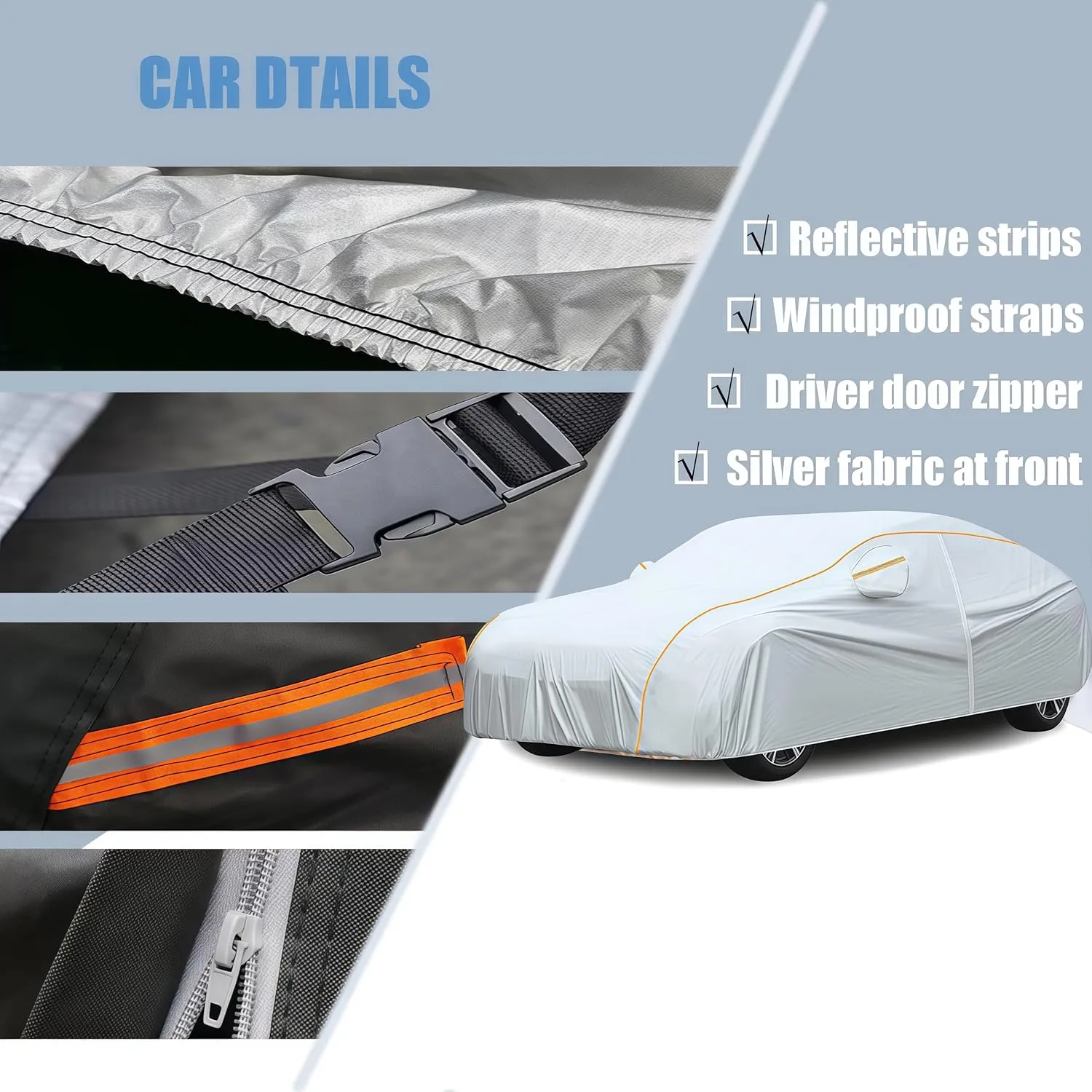 Car Cover for DeTomaso Pantera 1985-1991 丨Custom Covers Waterproof Dust Weatherproof Full Garage Snow Rain Sun UV All Weather Protection with Reflective Strips