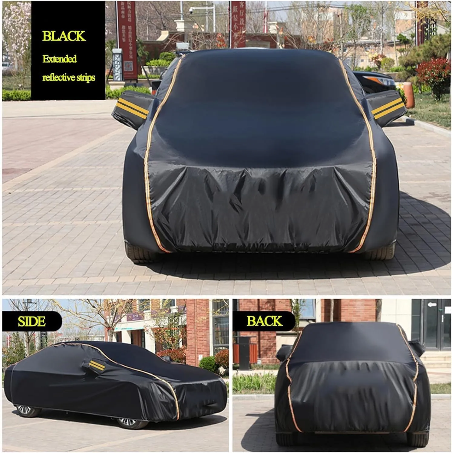 Car Cover for DeTomaso Pantera 1985-1991,Car Tarpaulin Waterproof Sun Protection UV Dustproof Scratch Resistant,Custom Car Cover for Indoor And Outdoor with Side Zipper Reflective Strip(Black)