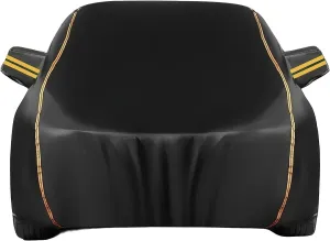Car Cover for DeTomaso Pantera 1985-1991,Car Tarpaulin Waterproof Sun Protection UV Dustproof Scratch Resistant,Custom Car Cover for Indoor And Outdoor with Side Zipper Reflective Strip(Black)