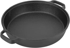 Cast Iron Skillet with 2 Handle, Non Stick Heat Resistant Frying Pan 25cm Rounde Mini Flat Bottomed Camping Skillet Cooking Cookware for Cooking Egg Steak