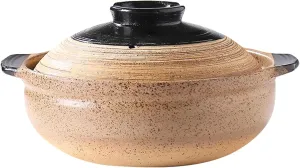 Ceramic Casserole Dish, Clay Pot, Earthen Pot Cookware with Lid for Dinner and Party, Stockpot for Rice Hot Pot, Stew, Soup, Steam, Bakeand Serve Oven Safe-Heat Resistant (deep-2.43QT(2.3L))