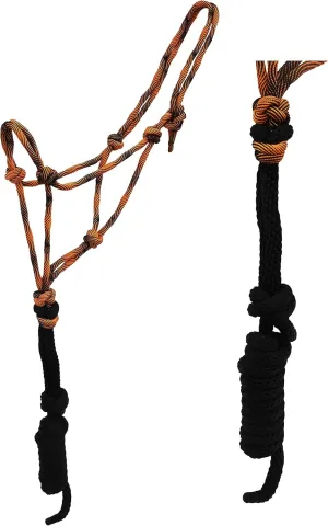 CHALLENGER Nylon Horse Nylon Braided Rope Noseband Halter w/Lead Rope 606RT35