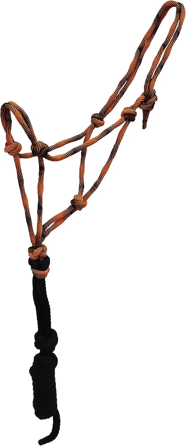 CHALLENGER Nylon Horse Nylon Braided Rope Noseband Halter w/Lead Rope 606RT35