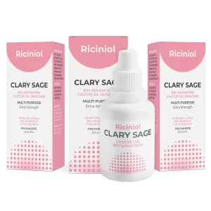 Clary Sage – Multipurpose Castor Oil for Body, Face, and Hair | Bio-Advanced Castor Oil Ointment with Clary Sage Essential Oil, Vitamin C & E, Pure & Natural Skincare and Hair Care (30 ml - Pack of 3)