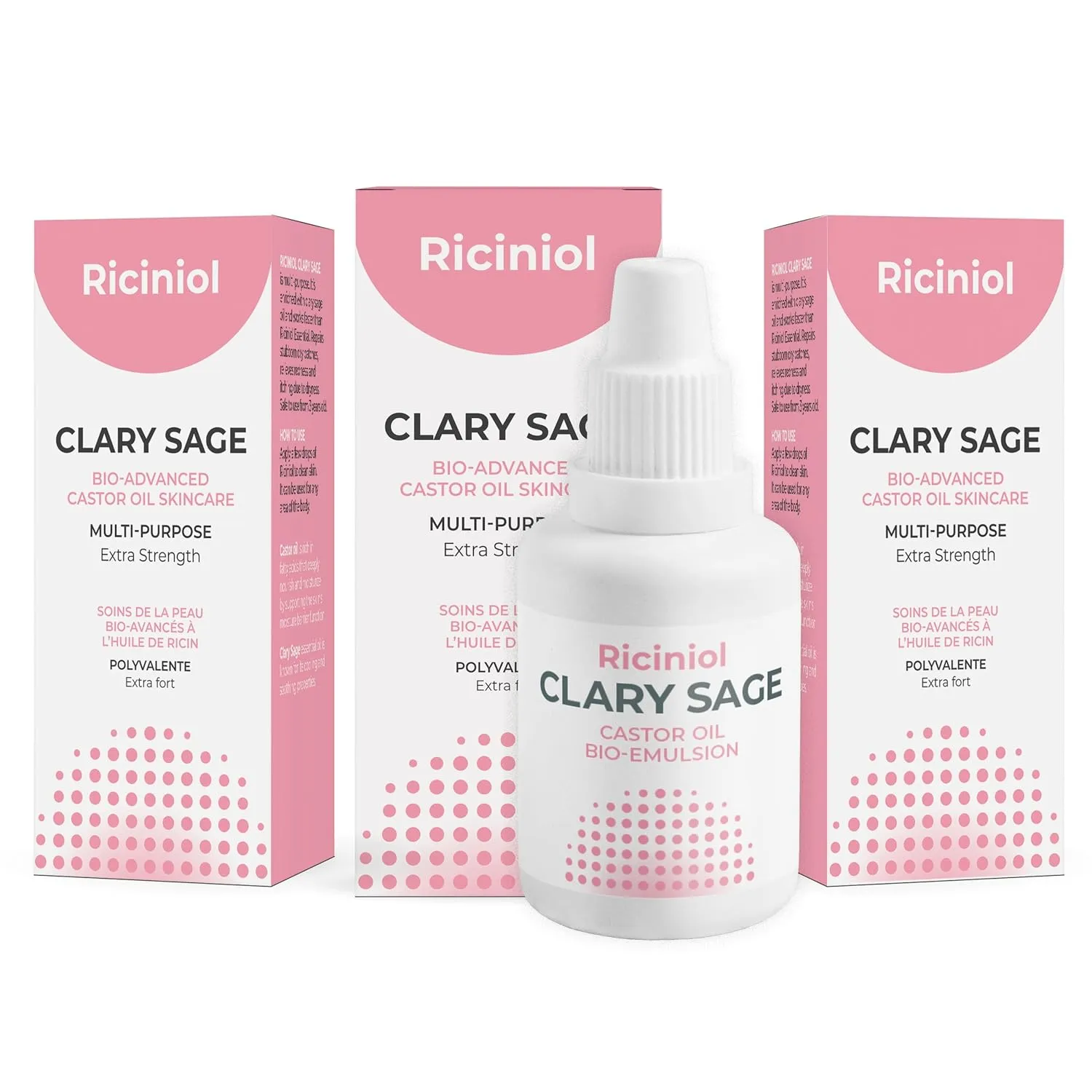 Clary Sage – Multipurpose Castor Oil for Body, Face, and Hair | Bio-Advanced Castor Oil Ointment with Clary Sage Essential Oil, Vitamin C & E, Pure & Natural Skincare and Hair Care (30 ml - Pack of 3)