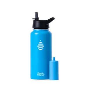 Clearly Filtered 32oz Water Bottle/Targets 220  Contaminants/Double-Wall Insulated Stainless Steel Filtered Water Bottle BPA/BPS-Free Phthalate-Free Filters Fluoride Lead Chlorine (Blue)