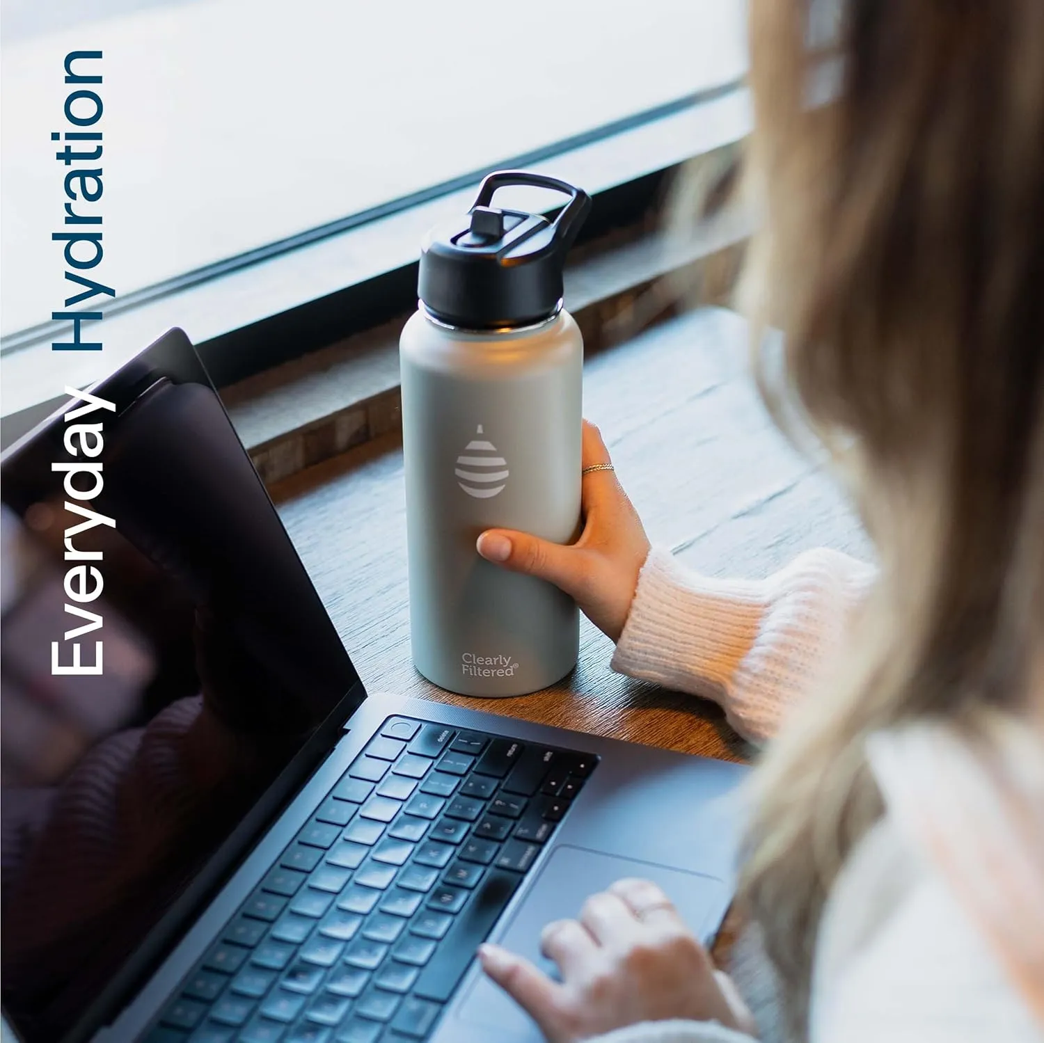 Clearly Filtered 32oz Water Bottle/Targets 220  Contaminants/Double-Wall Insulated Stainless Steel Filtered Water Bottle BPA/BPS-Free Phthalate-Free Filters Fluoride Lead Chlorine (Blue)
