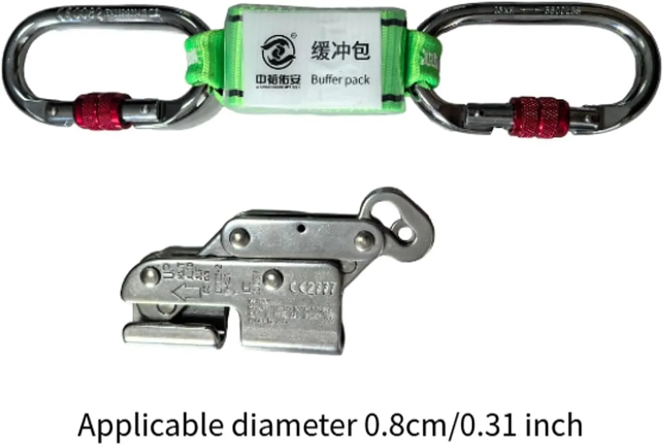 Climbing Fall Arrestor Set Rope Grab with 2 Main Locks Self Locking Device Belay Device for Outdoor High Altitude Operations, for 8 mm