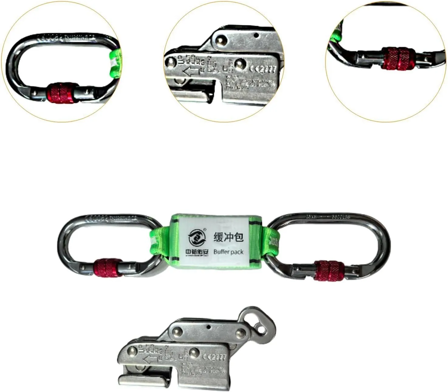 Climbing Fall Arrestor Set Rope Grab with Locks Self Locking Mechanism for High Altitude Activities, for 8 mm
