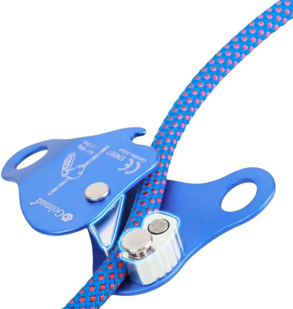 Climbing Fall Protection Belay Device Ascender Protect Aluminum Magnesium Alloy Climbing Ascent Rope Grip Clamp for Mountaineering Rock Climbing Downhill Operations and Rescue