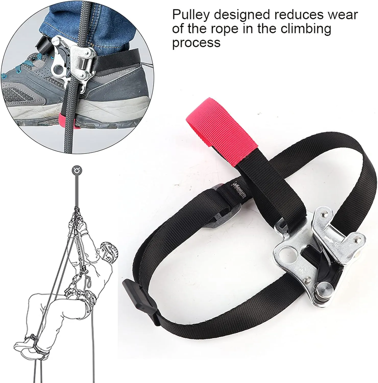Climbing Foot Ascender, Aviation Aluminum Left Right Foot Outdoor Rock Climbing Mountaineering Foot Ascender Riser Anti Drop Protector Equipment Accessory