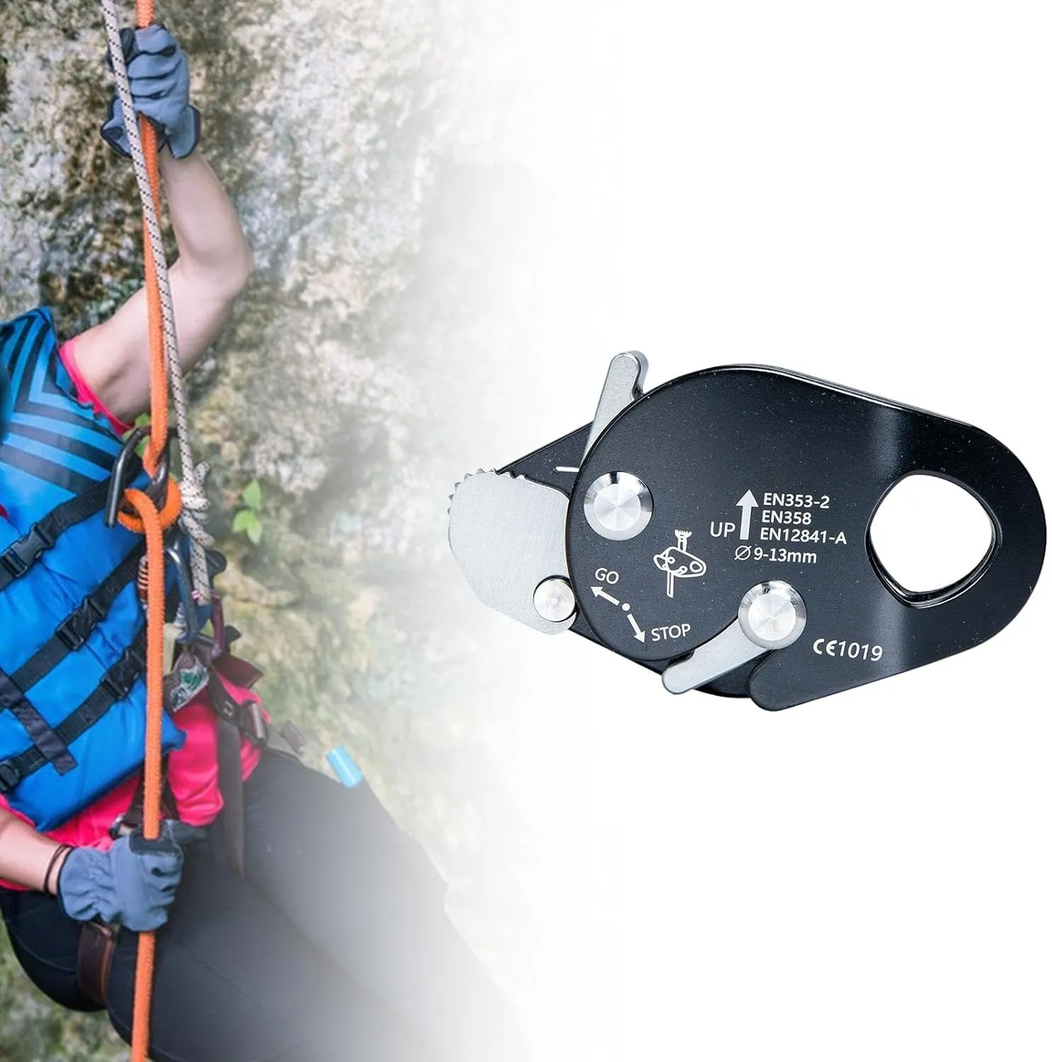 Climbing Rope Grab Fall Arrester Belay Rope Accessories Adjuster Protection for Expedition Rappelling Outward Bound Training