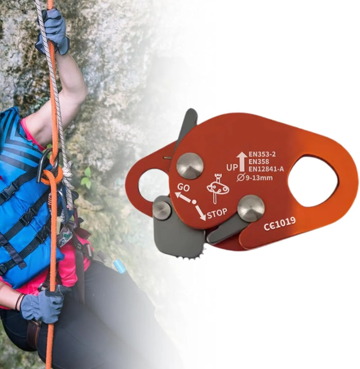 Climbing Rope Grab Fall Arrester Belay Rope Accessories Adjuster Protection for Expedition Rappelling Outward Bound Training