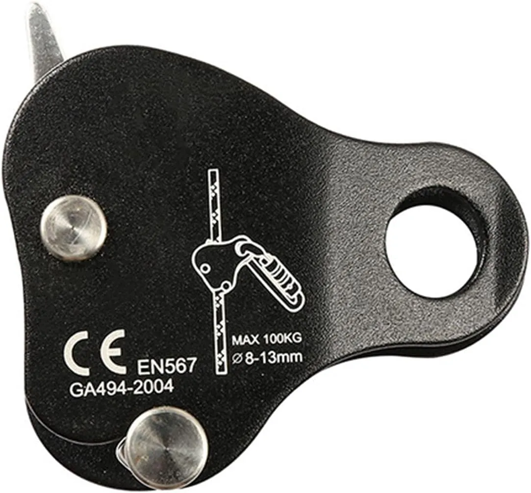 Climbing Rope Grab, High Strength Self Locking Safety Protective, Climbing Ascender Fall Protection Belay Device Climbing Rope Grip Clamp for Rock Climbing Mountaineering(Black)