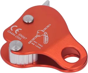 Climbing Rope Grab, Rope Grab Ascender Riser Adjuster, Aluminum Alloy Climbing Fall Protection Belay Device Self-Locking 8-13MM Rope Grip Clamp for Rock Climbing Mountaineering Rescue(Oragne)