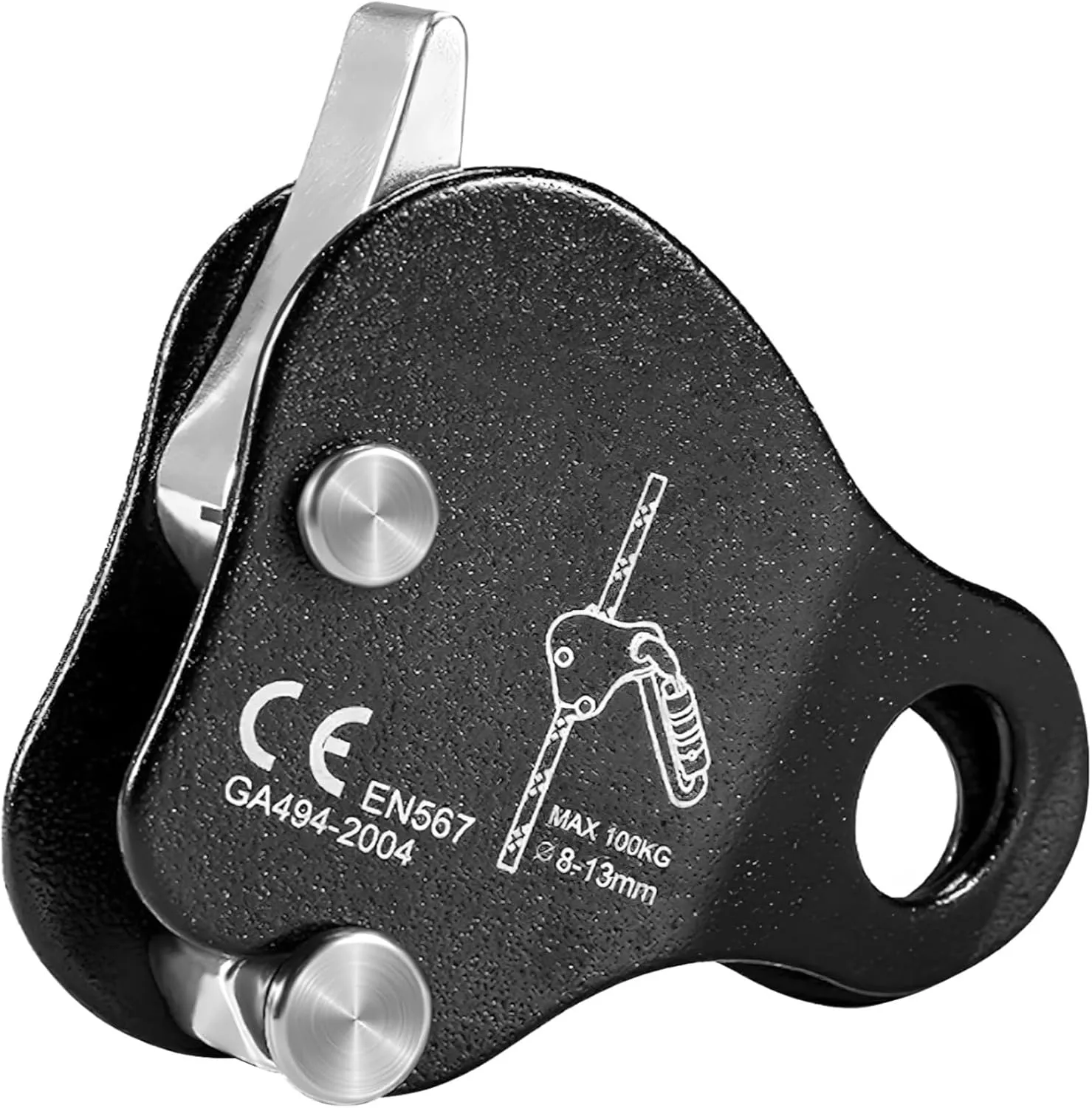 Climbing Rope Grab with Fall Protection, Aluminum Alloy Ascender Device for Rock Climbing, Tree Work, Rescue, and Mountaineering, Fits 8-13 Mm Ropes