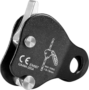 Climbing Rope Grab with Fall Protection, Aluminum Alloy Ascender Device for Rock Climbing, Tree Work, Rescue, and Mountaineering, Fits 8-13 Mm Ropes