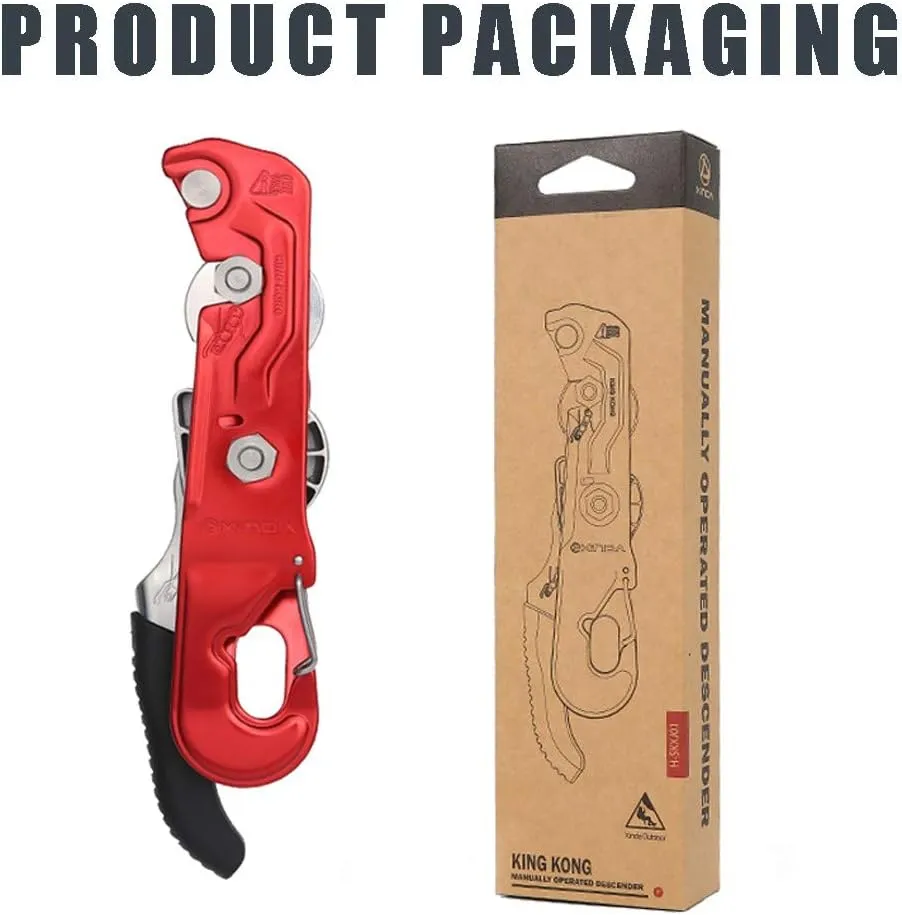 Climbing Stop Descender Rappelling Belay Hand Controls Designed Belay Device Fall Protection, Aluminum Alloy, for 9-12mm RopeRed-2pcs