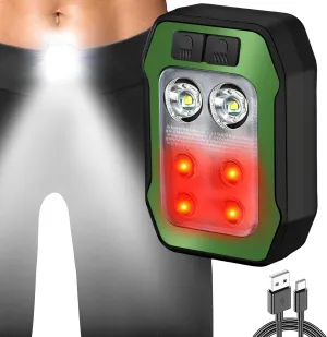 Clip on Running Light, Rechargeable Running Lights for Runners, High Visibility Clip on LED Light for Night Walking, Running and Jogging(1 Pack, Green)