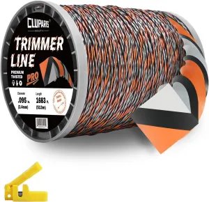 Cluparis 5-Pound Super Heavy Duty Trimmer Line .095-Inch-by-1683-ft Twist Pro Trimmer Line Spool 3-Component Tri-Extrusion Weed Eater String with Super Line Cutter