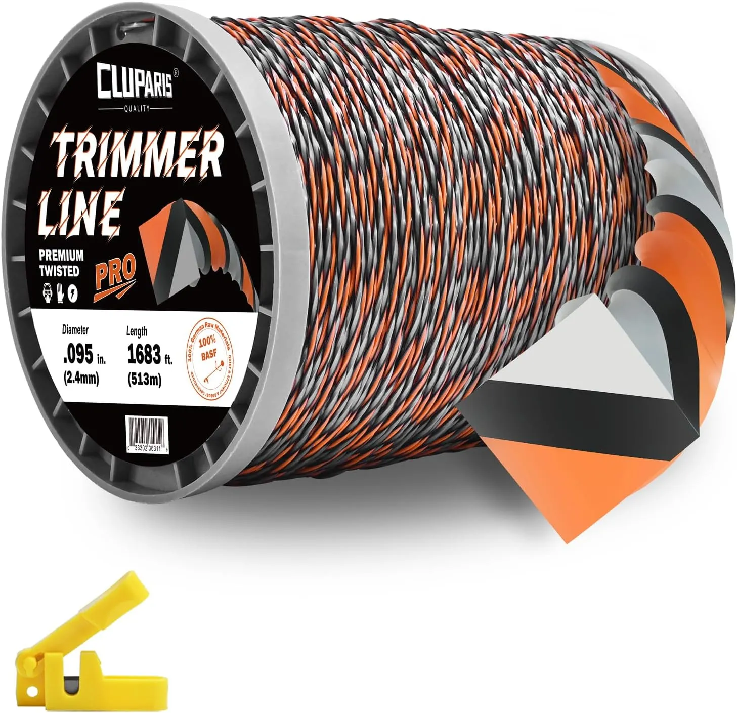 Cluparis 5-Pound Super Heavy Duty Trimmer Line .095-Inch-by-1683-ft Twist Pro Trimmer Line Spool 3-Component Tri-Extrusion Weed Eater String with Super Line Cutter
