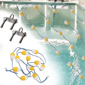 Commercial Pool Divider Rope with Hook, Anti - Wave Floating Lane Dividing Line for School/Hotel/Villas/Water Park, 200 190 160 150 100 80 60 50 30 20 10 Feet Deep Water Warning Cord(5 ft)