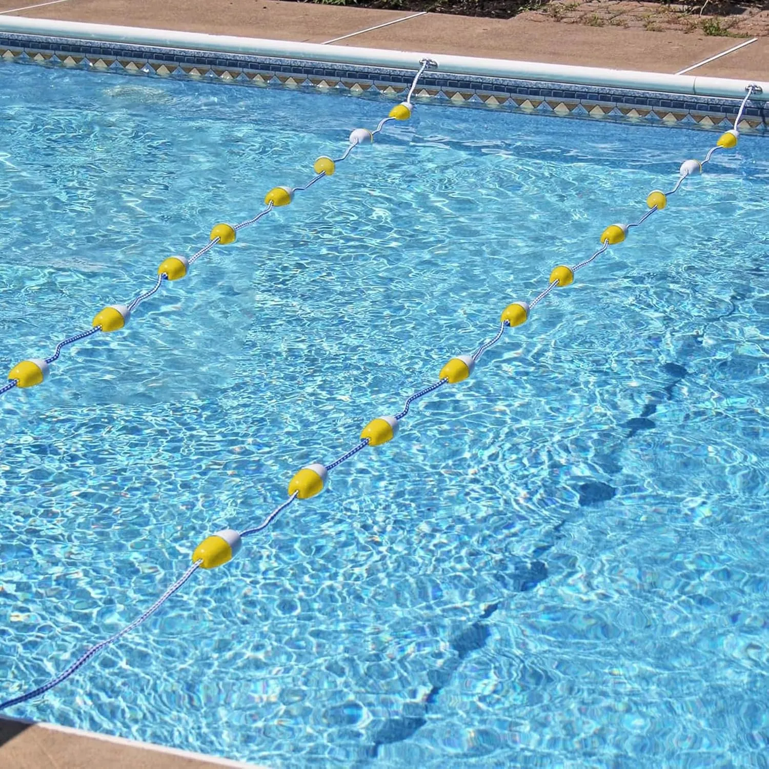 Commercial Pool Divider Rope with Hook, Anti - Wave Floating Lane Dividing Line for School/Hotel/Villas/Water Park, 200 190 160 150 100 80 60 50 30 20 10 Feet Deep Water Warning Cord(5 ft)