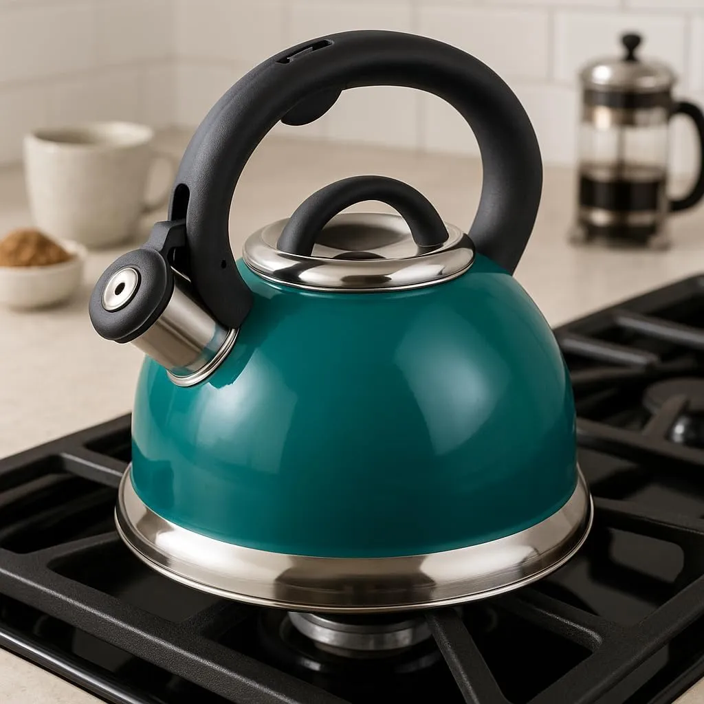 Creative Home Alexa 3.0 Qt. Stainless Steel Whistling Tea Kettle with Aluminum Capsulated Bottom for Quick Heat Distribution