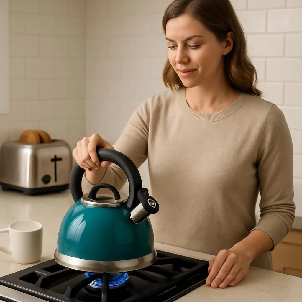 Creative Home Alexa 3.0 Qt. Stainless Steel Whistling Tea Kettle with Aluminum Capsulated Bottom for Quick Heat Distribution
