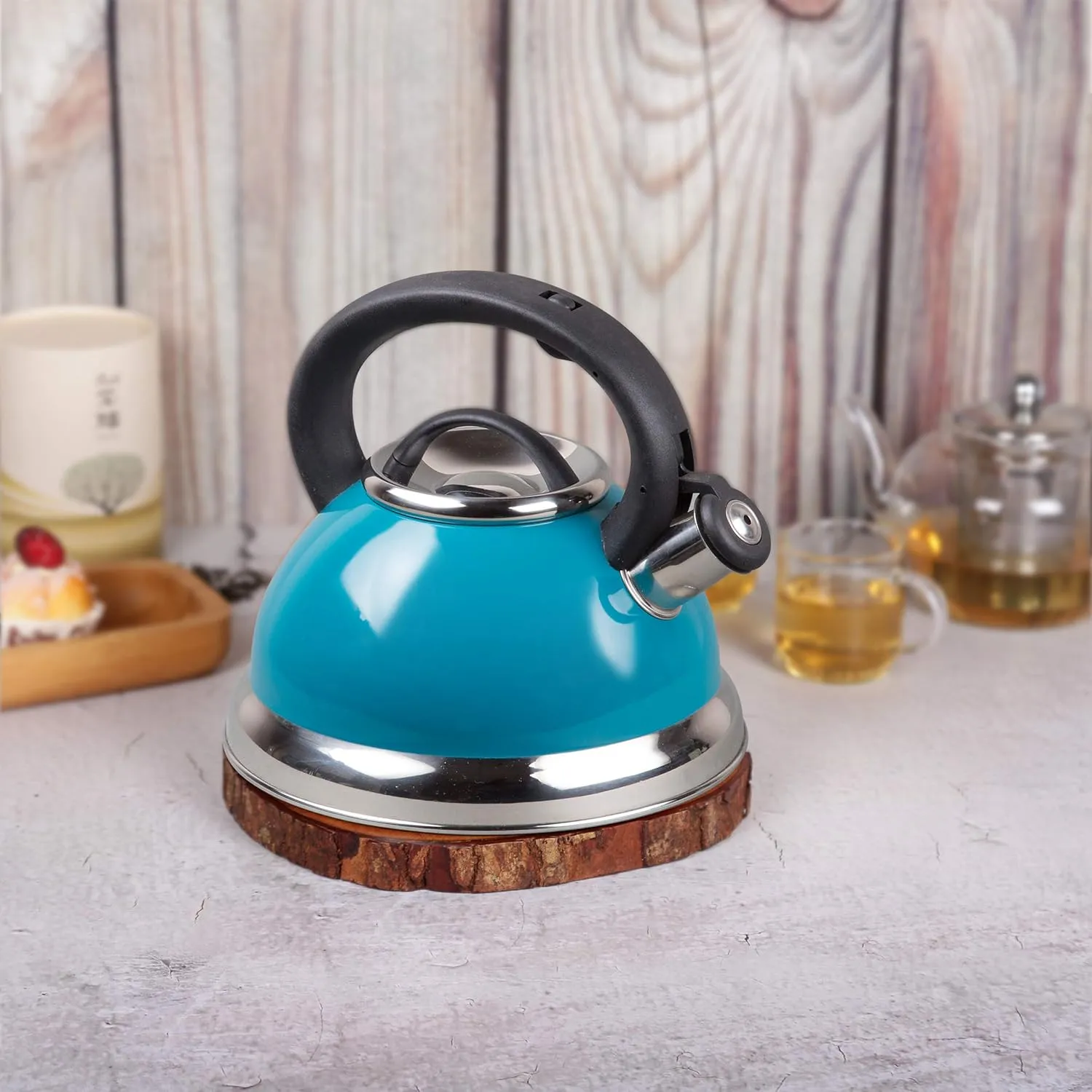 Creative Home Alexa 3.0 Qt. Stainless Steel Whistling Tea Kettle with Aluminum Capsulated Bottom for Quick Heat Distribution