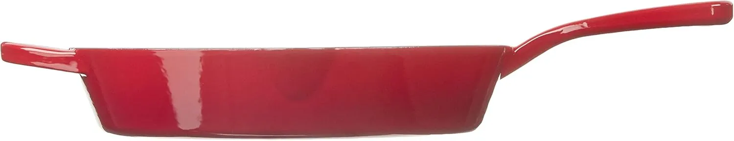 Crock Pot Artisan 12 Inch Enameled Cast Iron Round Skillet, Scarlet Red