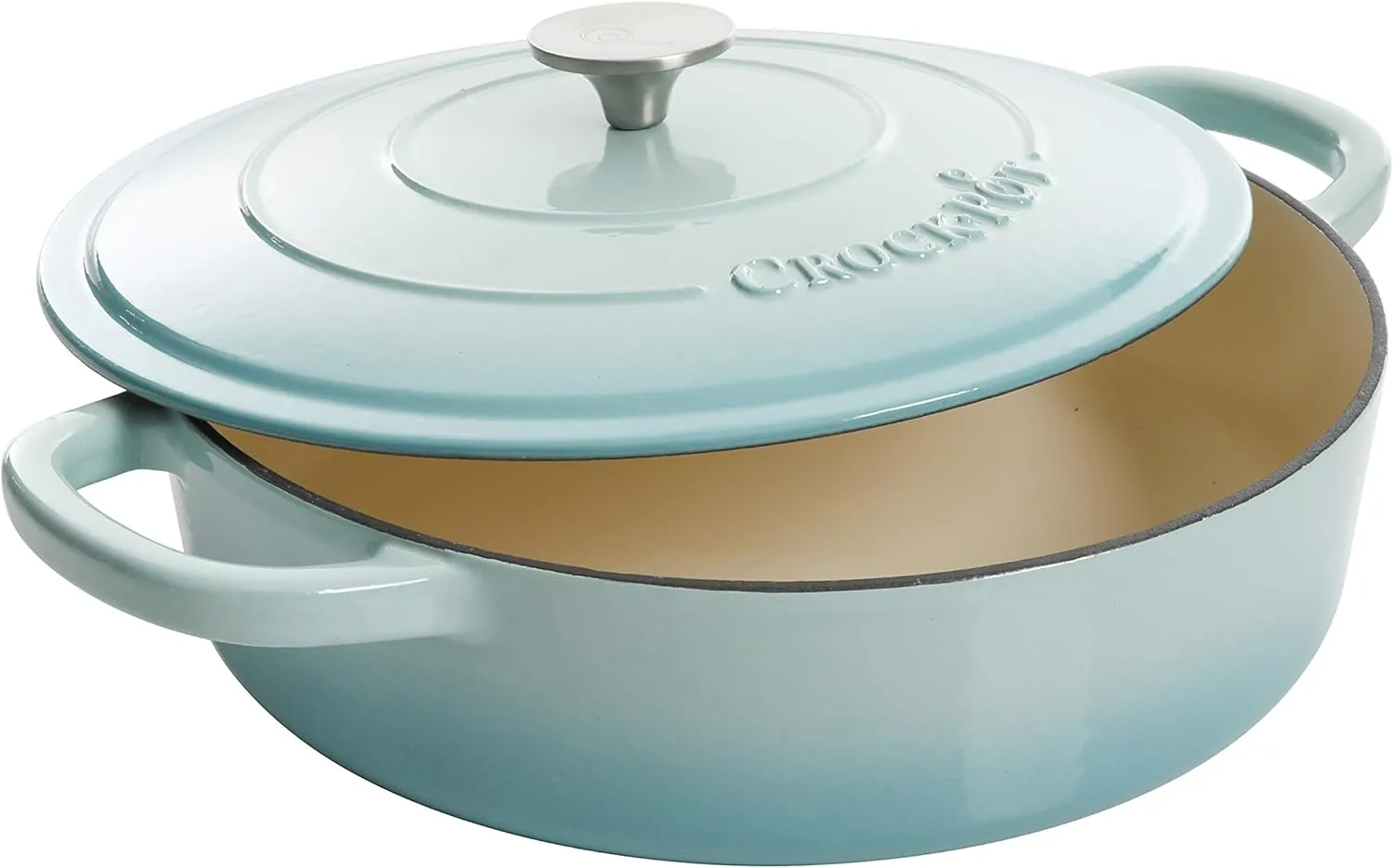 Crock Pot Artisan Enameled Cast Iron Braiser W/Lid, 5-Quart, Aqua