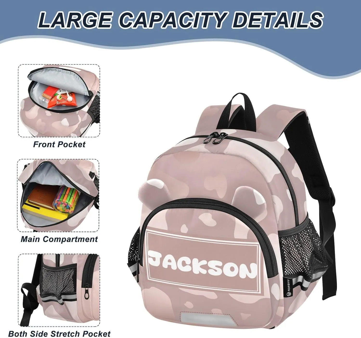 Custom Beauty Cow Preschool Backpack Design Daycare Bookbag School Backpack with Traction Rope Fashion Casual Cartoon School Travel Picnic Birthday for Kids 3-6