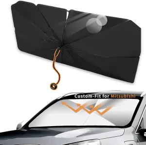 Custom-Fit for Mitsubishi Windshield Sun Shade Umbrella, 2024 Upgraded Pull Ring Handle Foldable Front Window Cover Sun Visor, UV Rays Blocker, for Mitsubishi (for Mitsubishi Outlander)