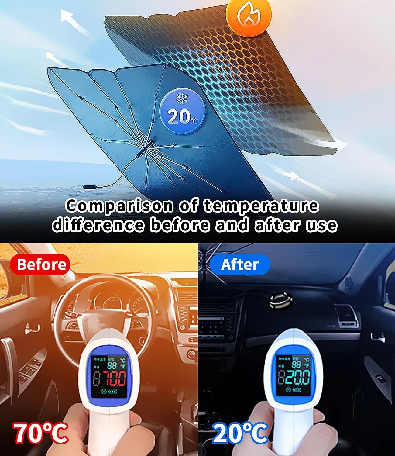 Custom-Fit for Mitsubishi Windshield Sun Shade Umbrella, 2024 Upgraded Pull Ring Handle Foldable Front Window Cover Sun Visor, UV Rays Blocker, for Mitsubishi (for Mitsubishi Outlander)