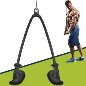 DASKING Ergonomic Triceps Pull Down Rope with Non-Slip Natural Rubber Grip, Pulley System LAT Pulldown Cable Machine Attachment Home Gym Traction Rope for Triceps Pull Downs Crunches