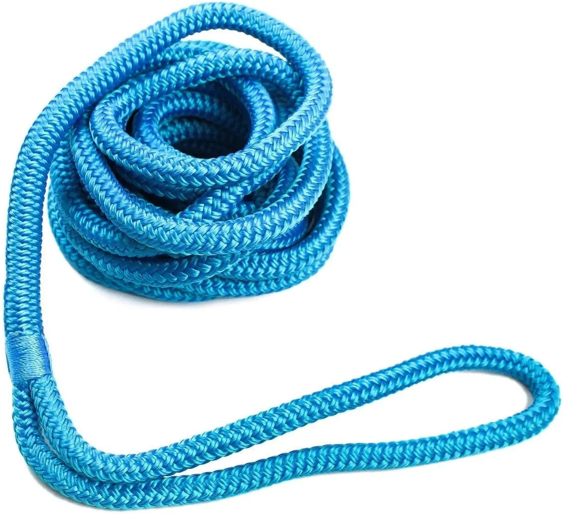 DC Cargo Mall Boat Dock Lines (2 Pack) 1/2 X 20' Double Braided Boat Ropes for Docking with 12" Eyelet. Marine Grade Nylon Material & Damage Resistant Line Fibers for Secure Docking