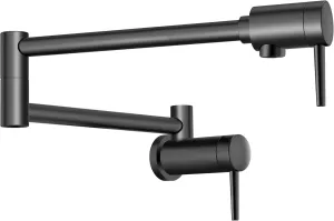 Delta Faucet Contemporary Matte Black Pot Filler Faucet Black, Pot Filler Black, Delta Pot Filler, Pot Filler Faucet Wall Mount, Potfiller, Brass Construction, Matte Black 1165LF-BL