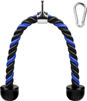 Deluxe Tricep Rope Pull Down Cable, 27 & 36 Inch Rope Length, Easy to Grip & Non-Slip Cable Attachment for Gym Workout Exercise